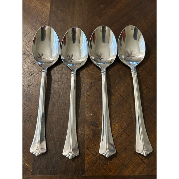 Pfaltzgraff Ellington Stainless Steel Glossy Fan Tip Tablespoons Set Of 4 - Picture 3 of 5